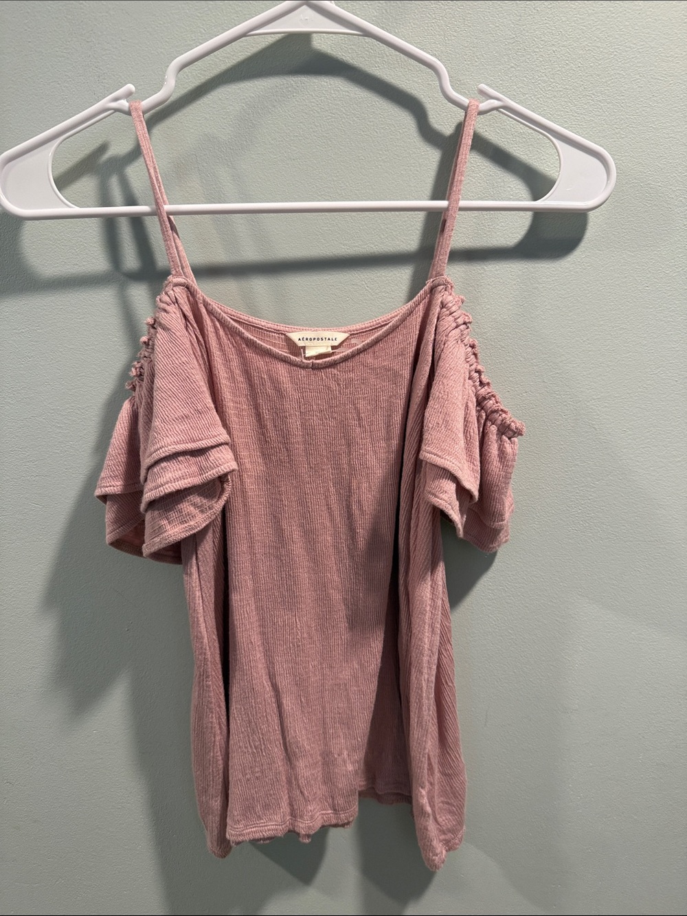 Aeropostale Dusty Pink Cold-Shoulder Ribbed Camisole Size XS